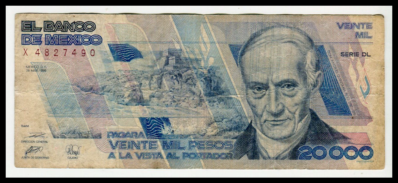 Billete 20,000 Pesos Andrés Quintana Roo – (Condición: Usado – Grado: VG - Very Good) - Imagen 2