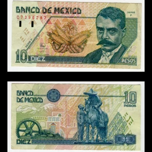Billete 10 Pesos Emiliano Zapata -Condición: Usado - Grado: F (Fine)