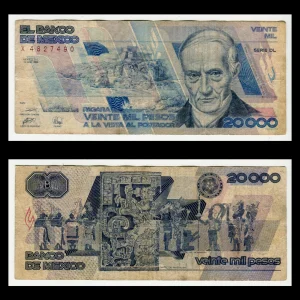 Billete 20,000 Pesos Andrés Quintana Roo – (Condición: Usado – Grado: VG - Very Good)