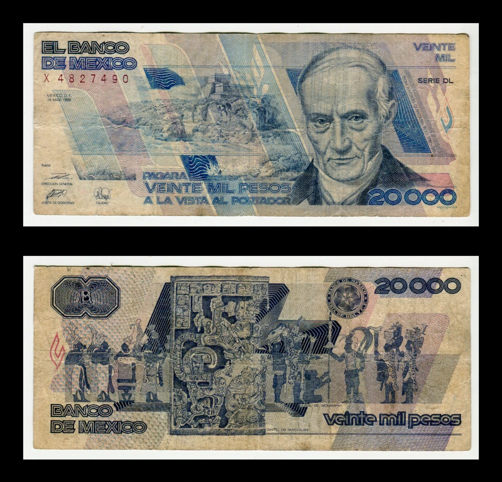 Billete 20,000 Pesos Andrés Quintana Roo – (Condición: Usado – Grado: VG - Very Good)