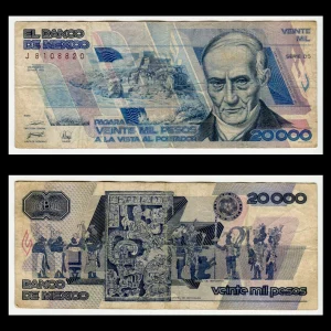 Billete 20,000 Pesos Andrés Quintana Roo – (Condición: Usado – Grado: VG - Very Good)