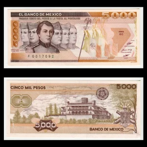 Billete 5000 Pesos Niños Héroes Año 1985 Condición: Nuevo - Grado: UNC (Sin Circular)