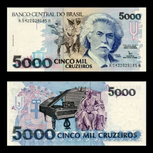 Billete Brasil 5,000 Cruzeiros - UNC (Sin Circular)