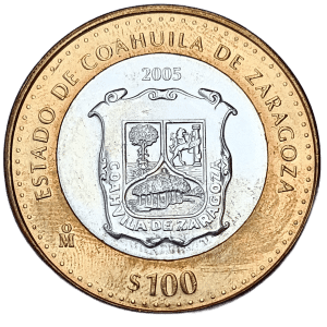 Moneda 100 Pesos Estado de Coahuila Primera Fase - Condición: Usada