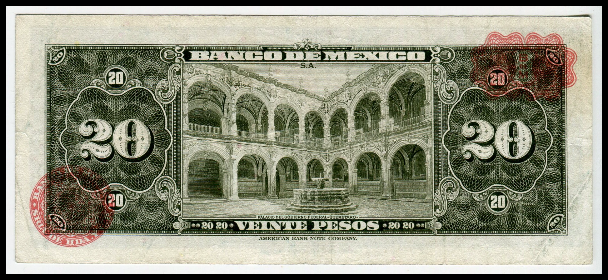 Billete 20 Pesos "La Corregidora" 1967 - Condición: Usado Grado: VF (Very fine) - Imagen 3