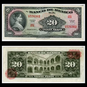 Billete 20 Pesos "La Corregidora" 1967 - Condición: Usado Grado: VF (Very fine)