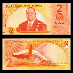 Billete de 2 Pa'anga del Reino de Tonga - Rey Tupou Vl - Ballena Oceanía