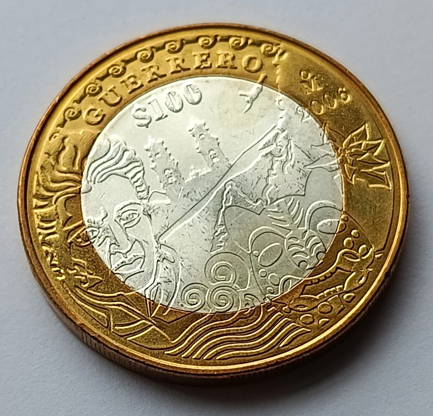 Moneda de $100 Pesos Guerrero (2006) – Serie Estados de la República (Fase 2) - Condición: Usada, en buen estado. - Imagen 7