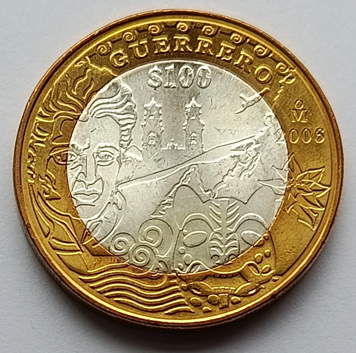 Moneda de $100 Pesos Guerrero (2006) – Serie Estados de la República (Fase 2) - Condición: Usada, en buen estado.