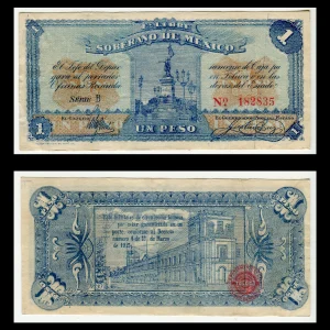 Billete Estado Libre y Soberano 1 peso -Condición: Usado - Grado: F (Fine)